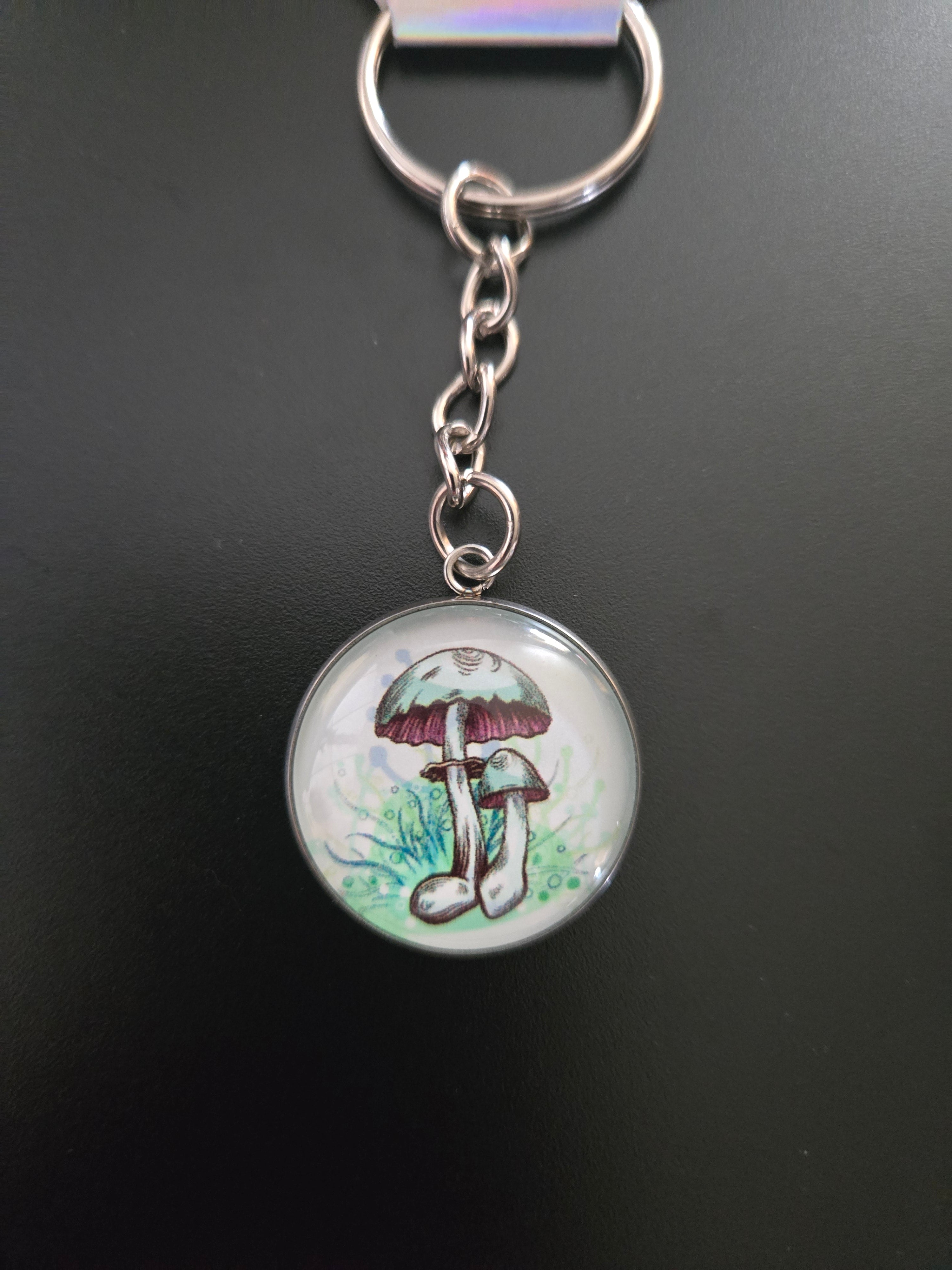 Glass Mushroom Cabochon Keychain #9