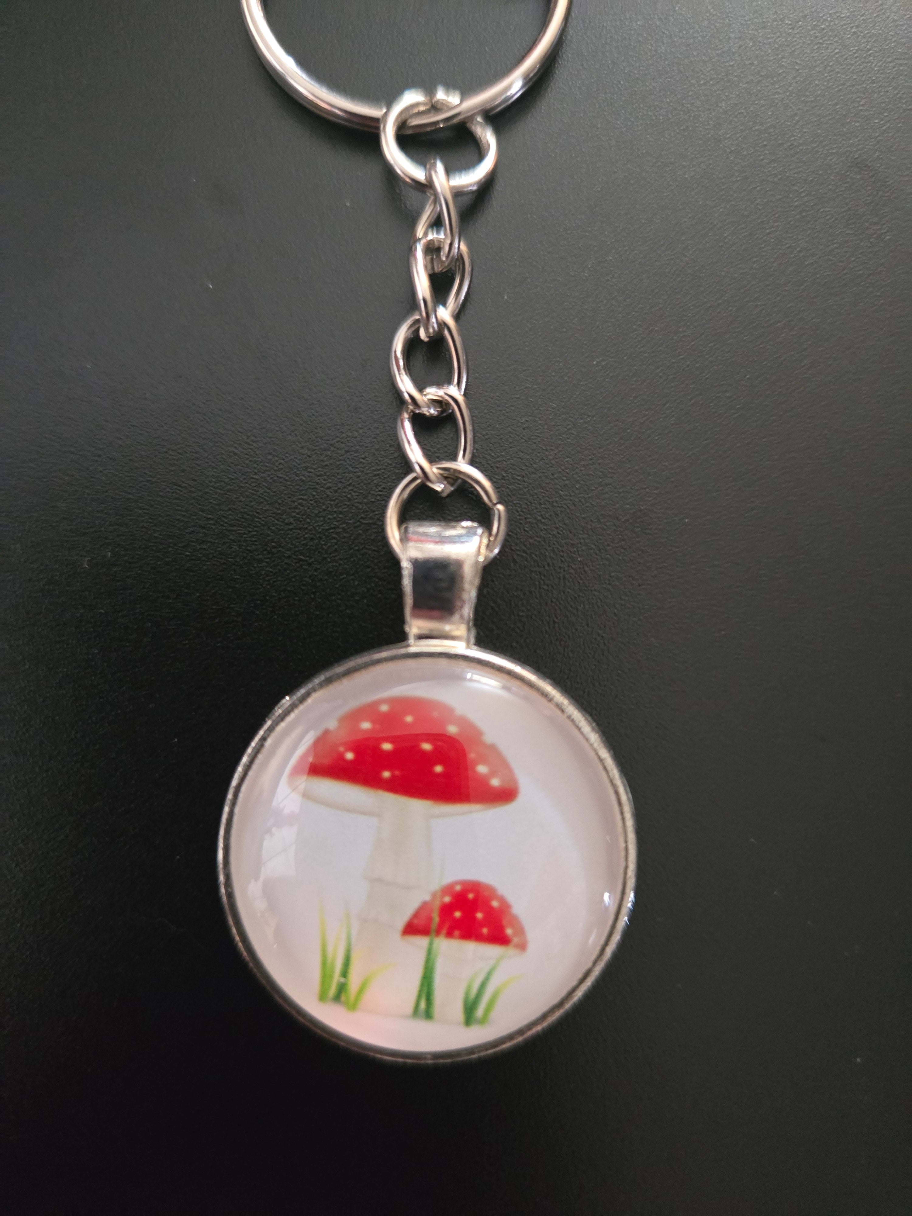 Glass Mushroom Cabochon Keychain #2