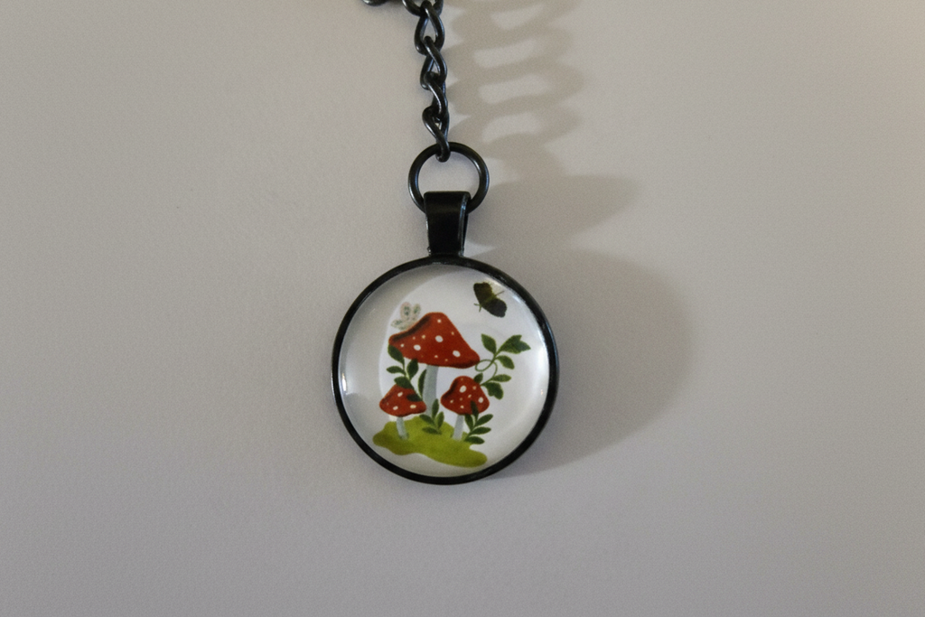 Glass Mushroom Cabochon Keychain #1