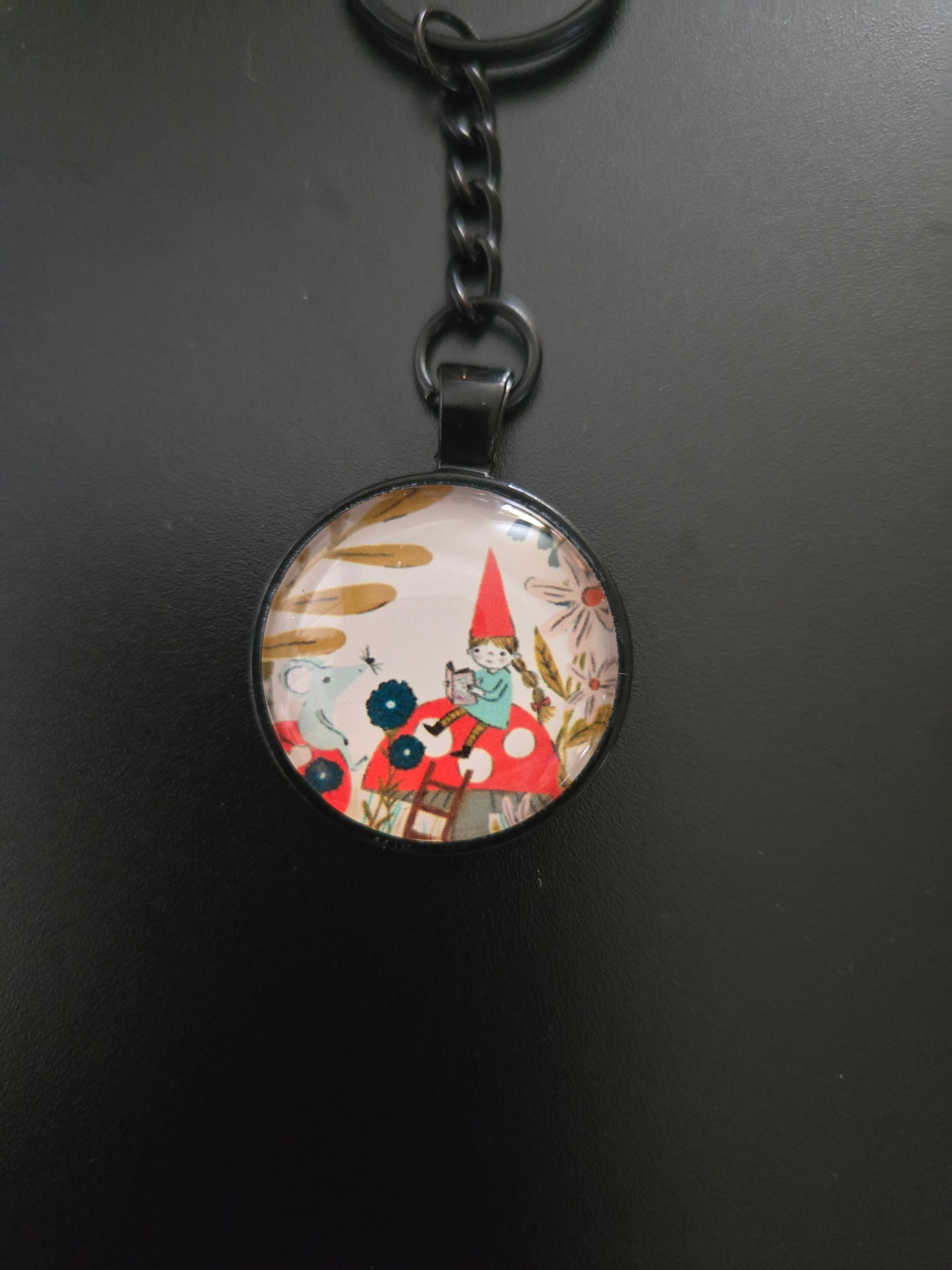 Glass Mushroom Cabochon Keychain #8
