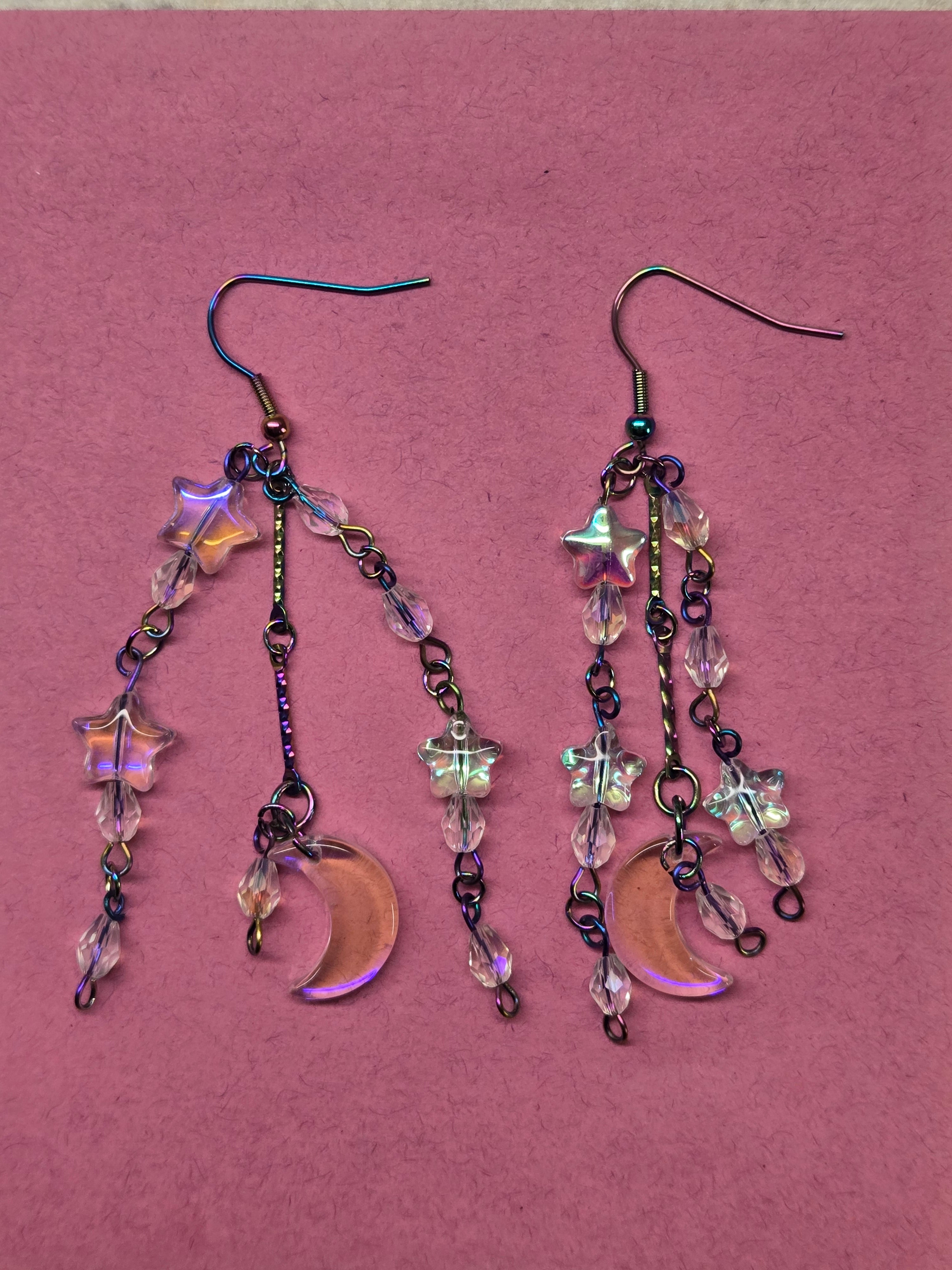 Moon & Star Crystal Earrings