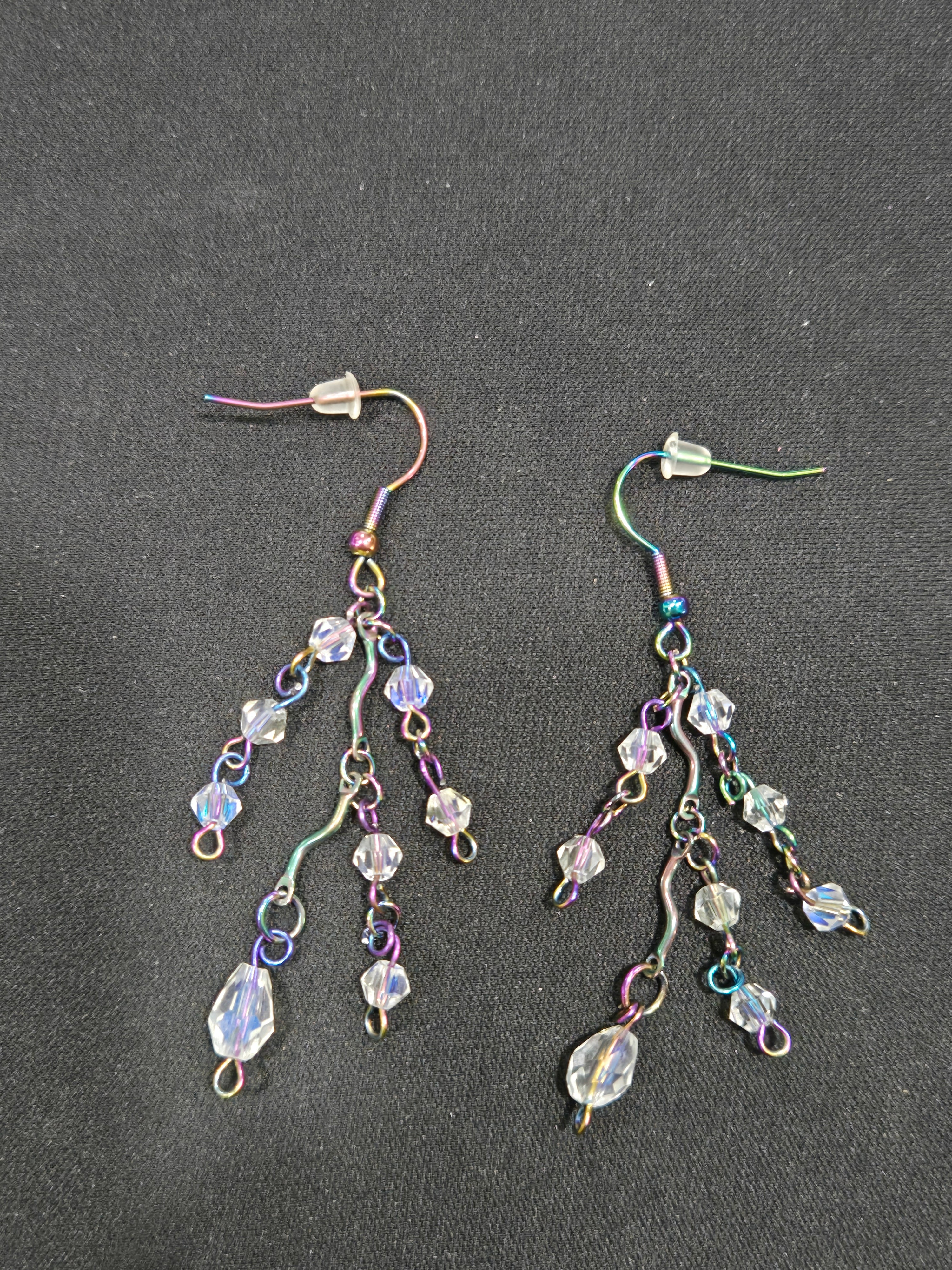 Crystal chain & Bar Earrings