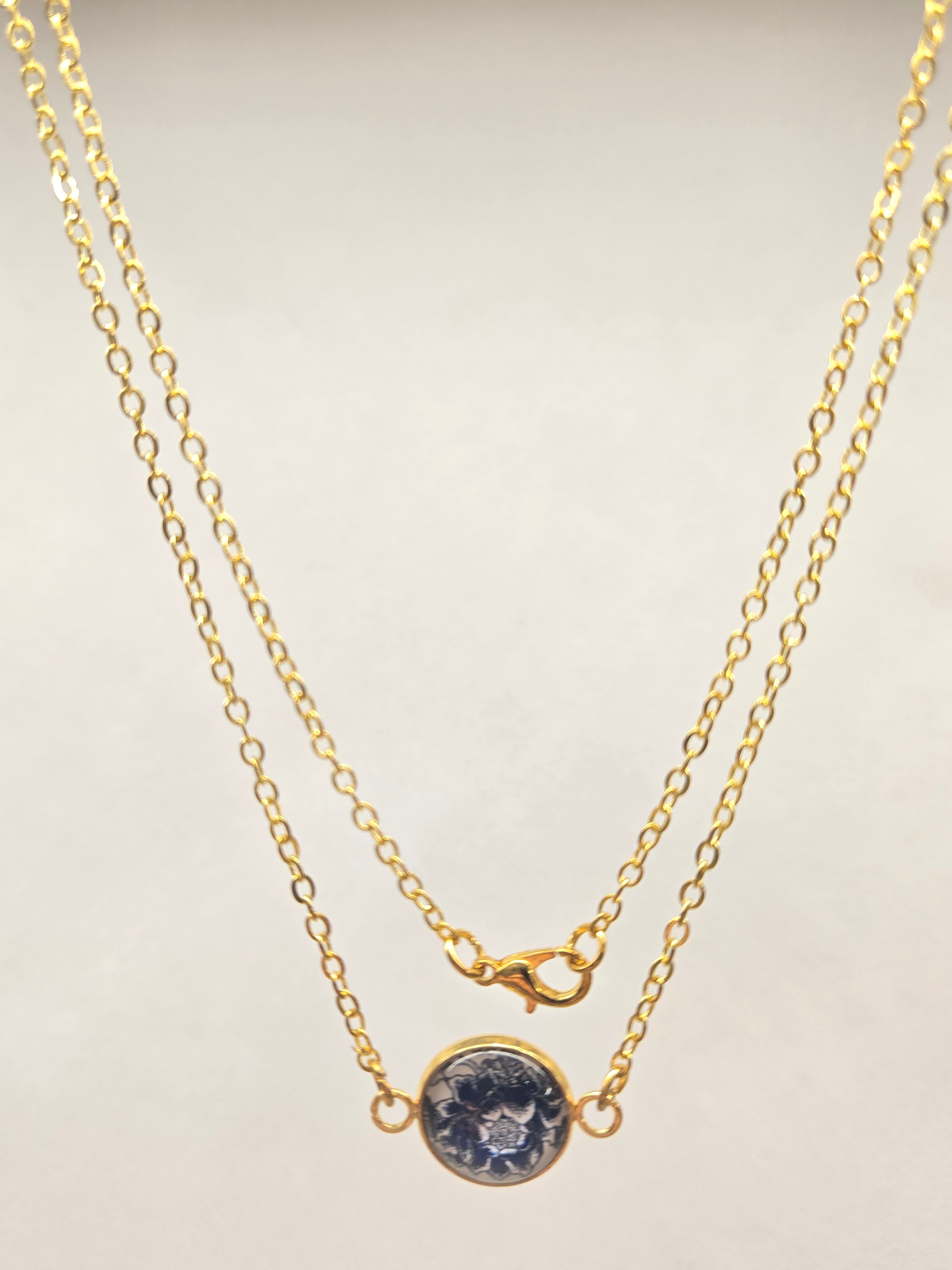 Blue and White Floral Necklace