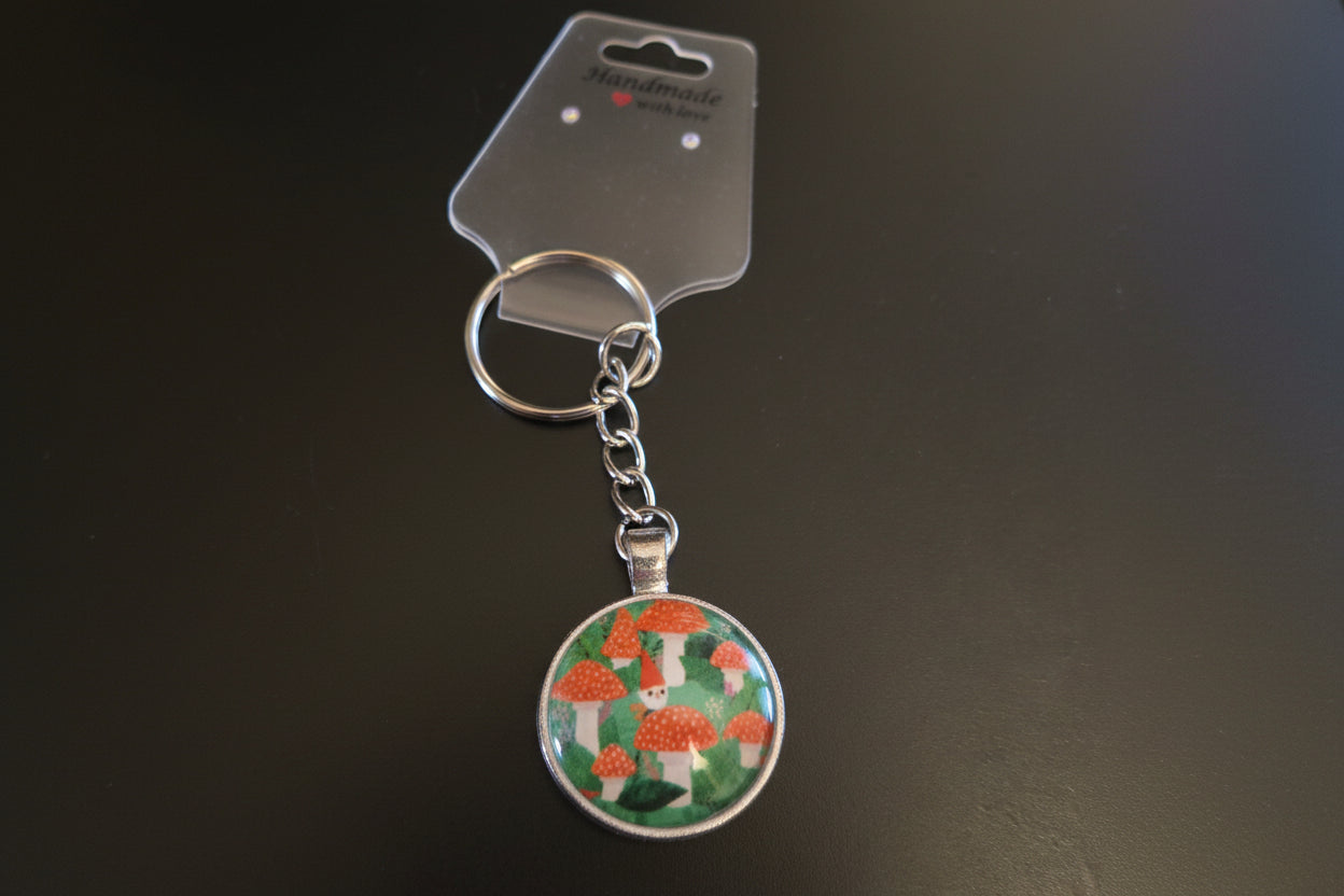 Glass Mushroom Cabochon Keychain #5