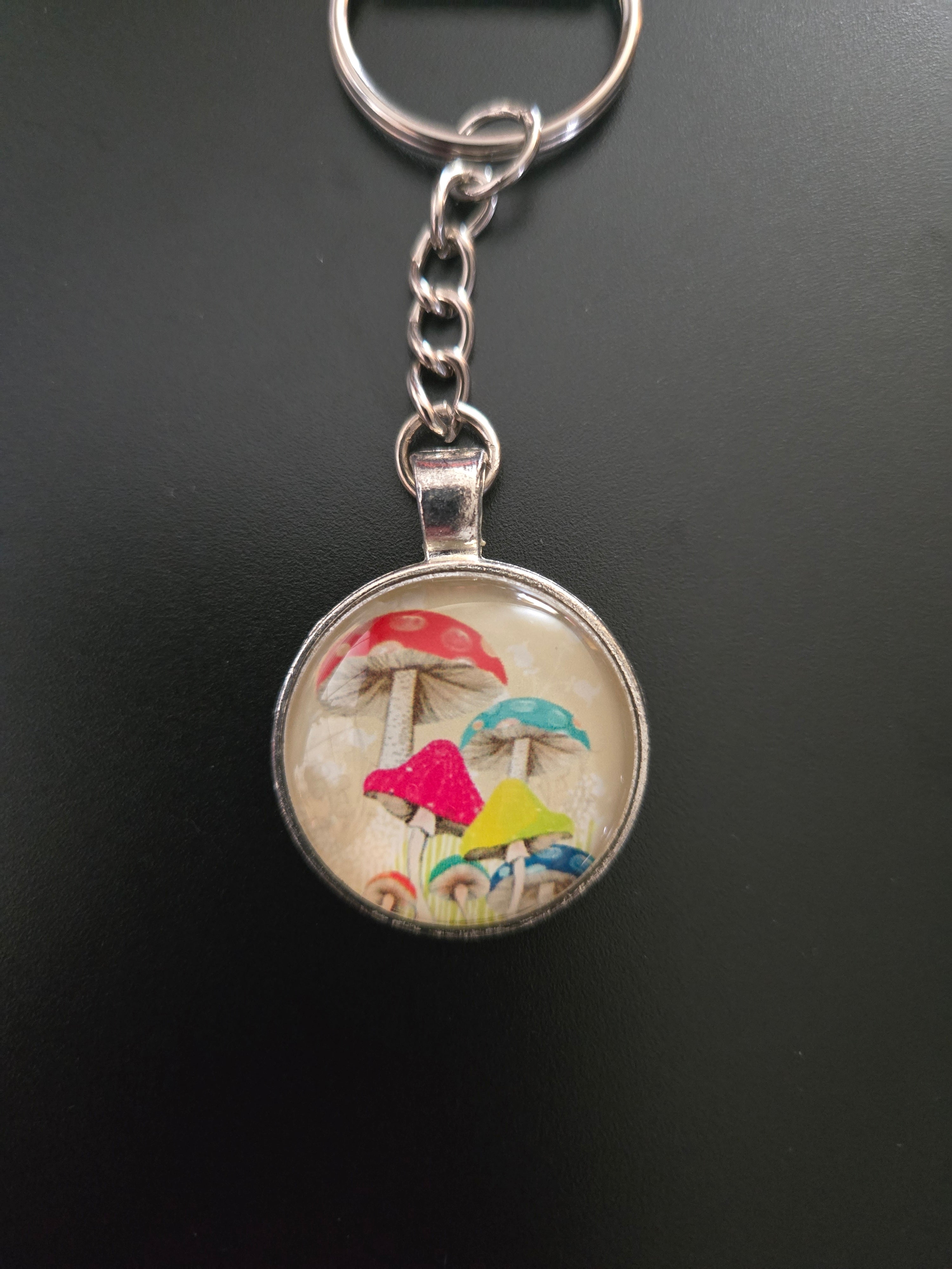 Glass Mushroom Cabochon Keychain #6