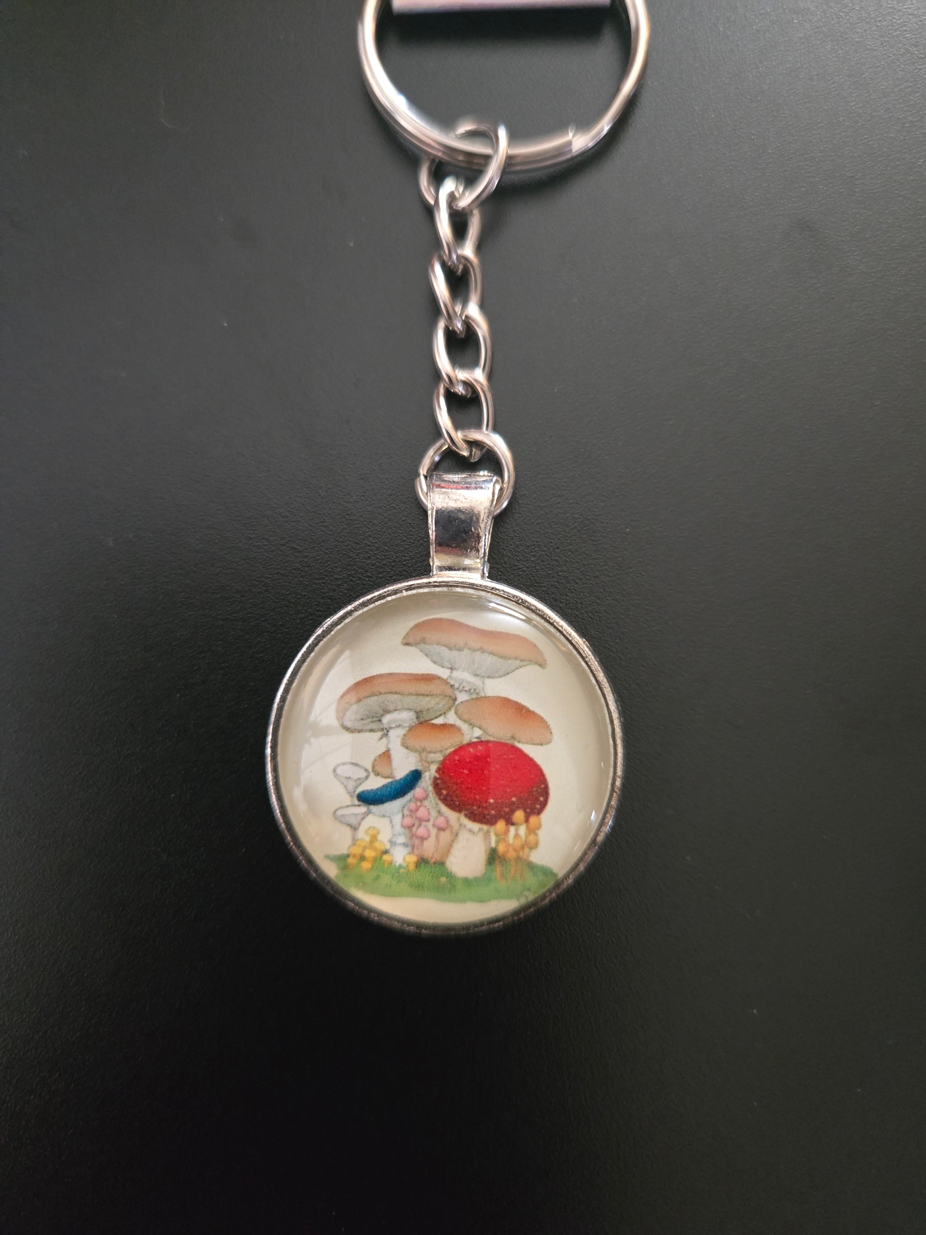 Glass Mushroom Cabochon Keychain #7