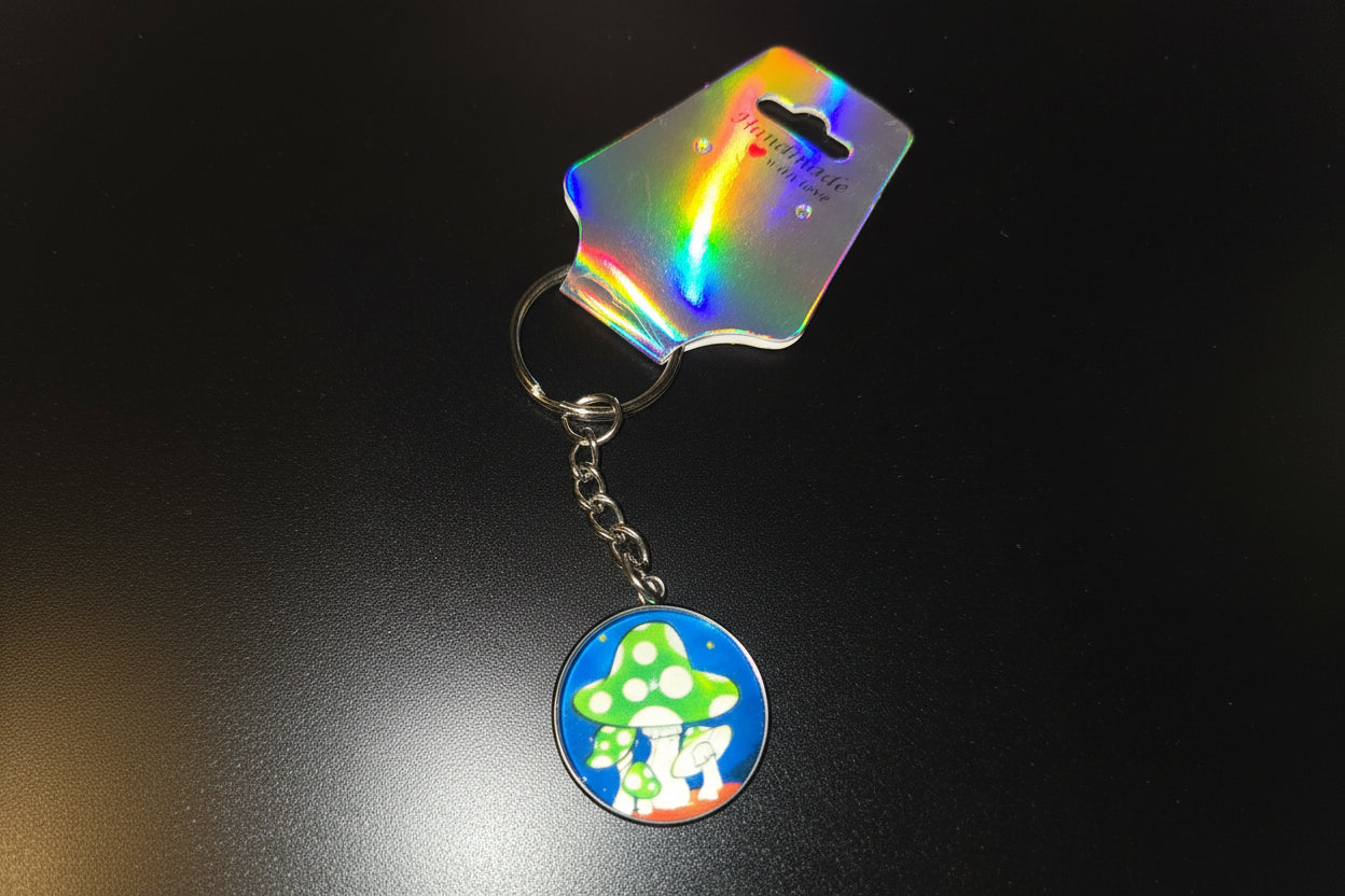 Glass Mushroom Cabochon Keychain #3