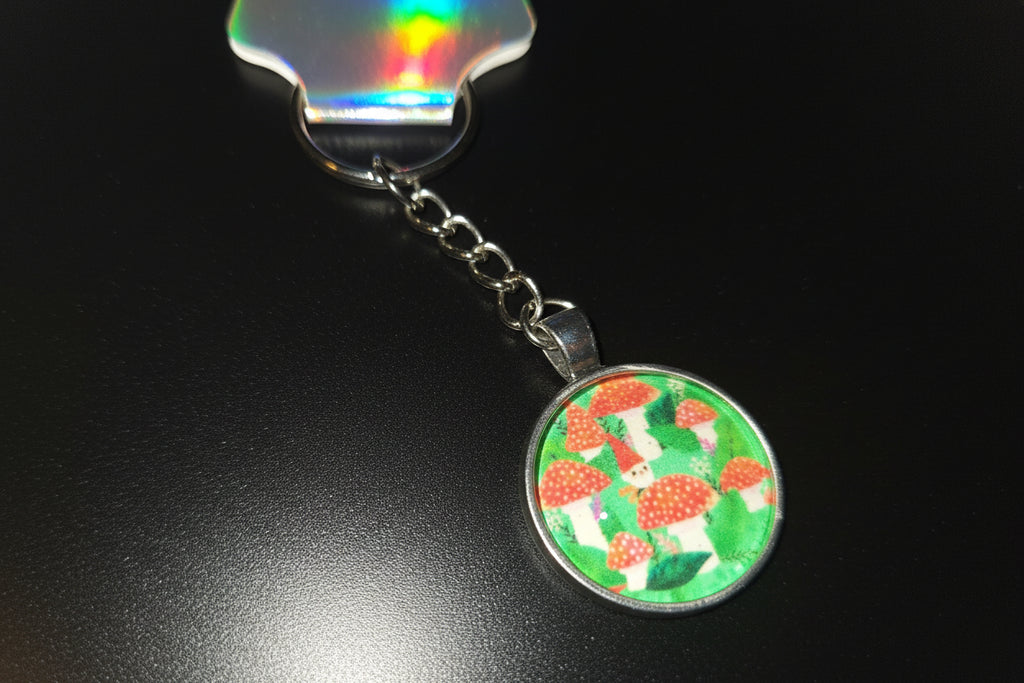 Glass Mushroom Cabochon Keychain #5