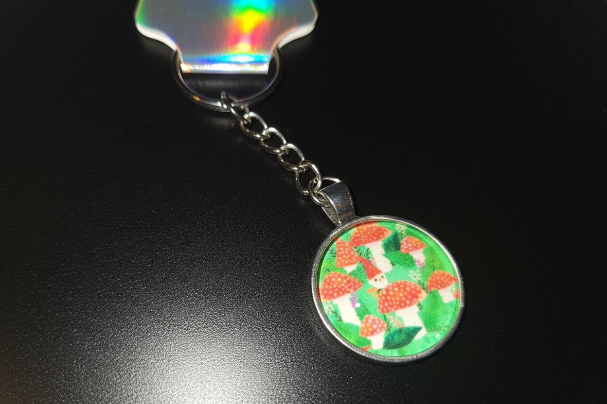 Glass Mushroom Cabochon Keychain #5