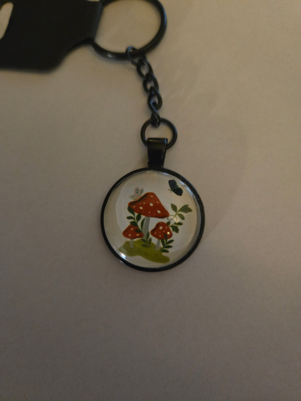 Glass Mushroom Cabochon Keychain #1