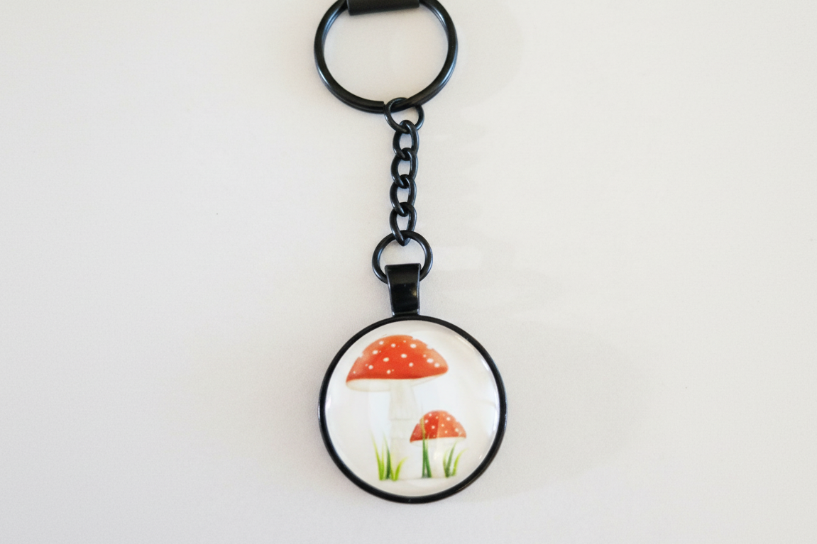 Glass Mushroom Cabochon Keychain #2