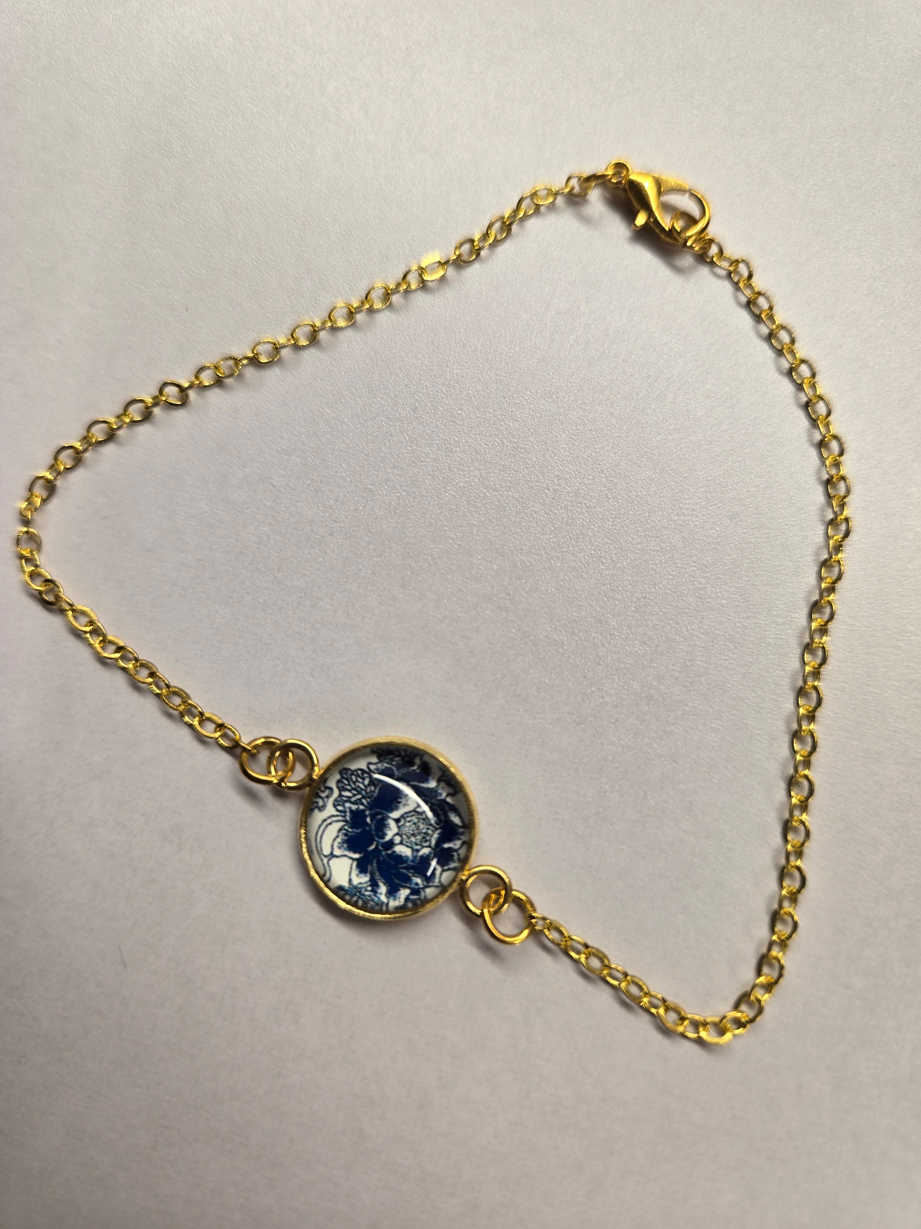 Blue and White Floral Bracelet