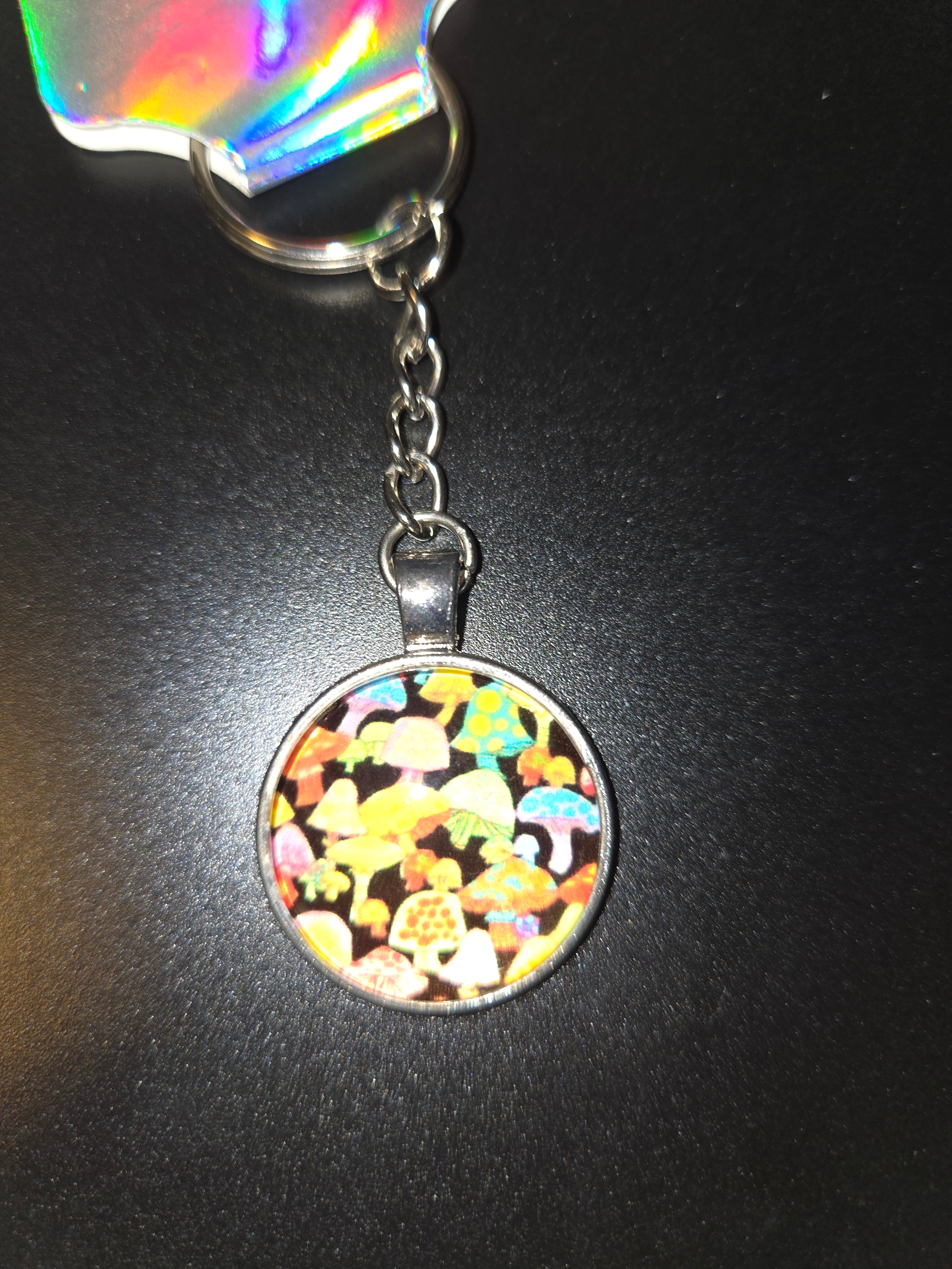 Glass Mushroom Cabochon Keychain #4