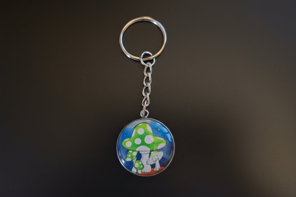 Glass Mushroom Cabochon Keychain #3