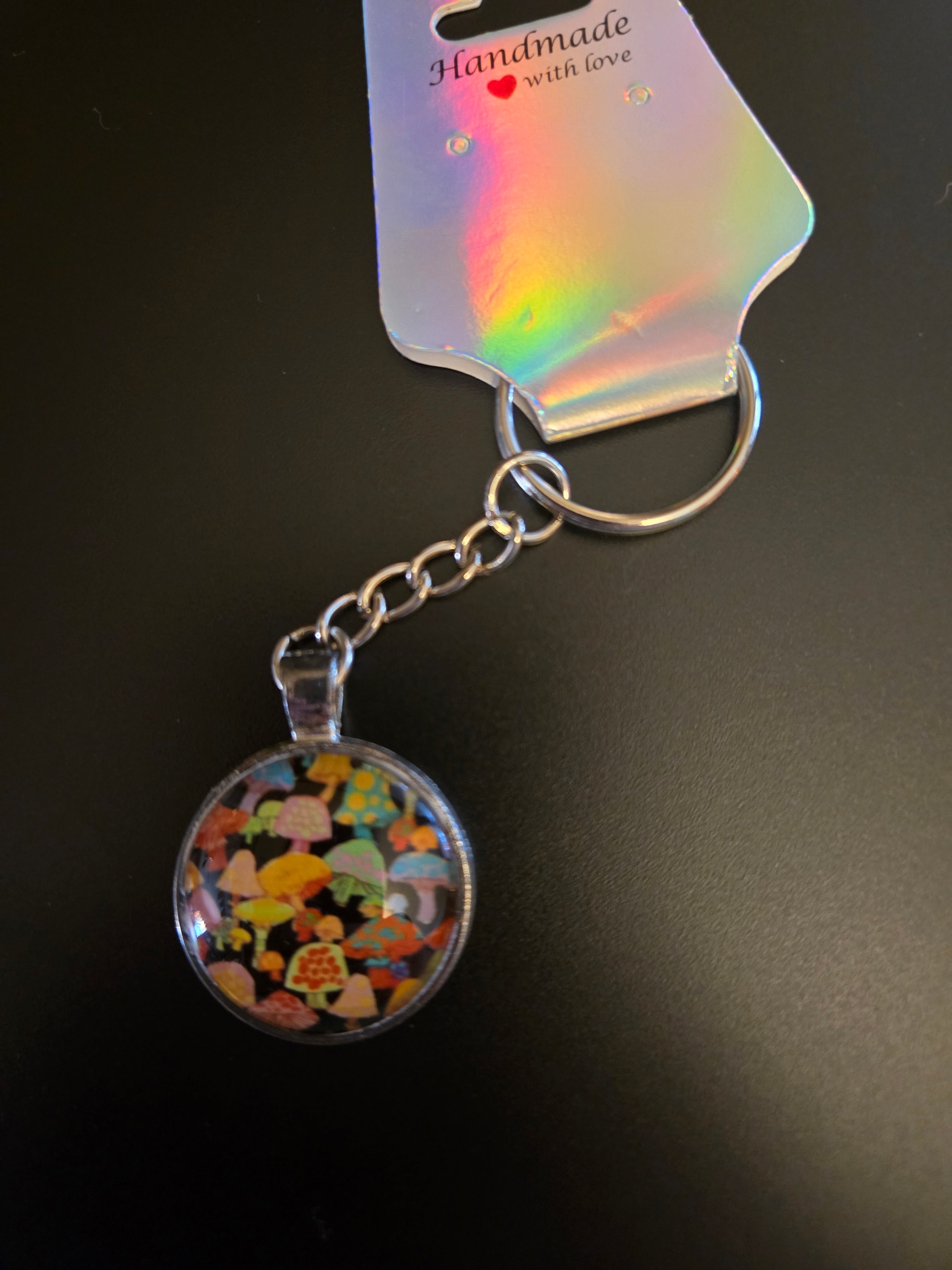 Glass Mushroom Cabochon Keychain #4